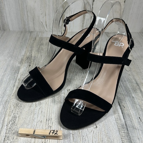 New Bp. Lula Black Faux Suede Slingback Open Toe Ankle Strap Sandals #172 - Picture 12 of 12